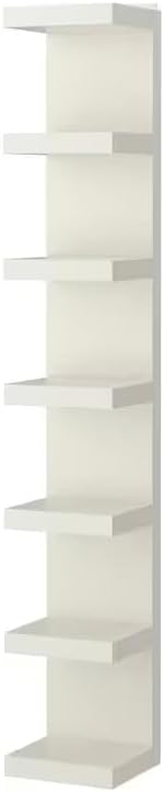 Home Stuff Wall Shelf Unit, 11 3/4x74 3/4,Use Fixing Devices Suitable for The Walls in Your Home, 7 Tier Vertical Lack Wall Shelves, Column Shelf Organizer & Storage for Bedroom(2 x White with LED)