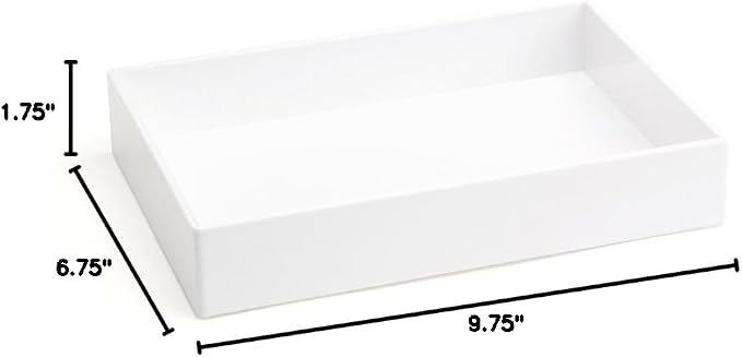 Poppin Stackable Medium Accessory Tray - Modular Lacquer Desk Trays for Office Organization, Color-Coordinated Office Supplies for Desk, Paper Trays (White, Medium Accessory)