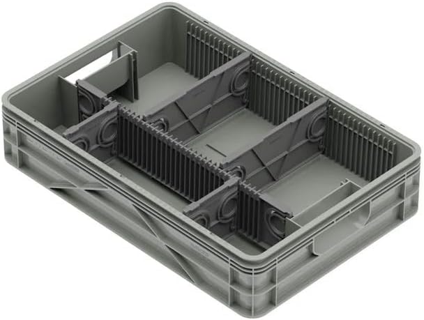 SIDIO Quarter Crate 4 Pack of Stackable Storage Bins - Organizer Bins with Dividers for Garage Organization, Home Storage - Heavy Duty Plastic Containers - 19.16” x 12.75”x 4.57” (Aircraft)