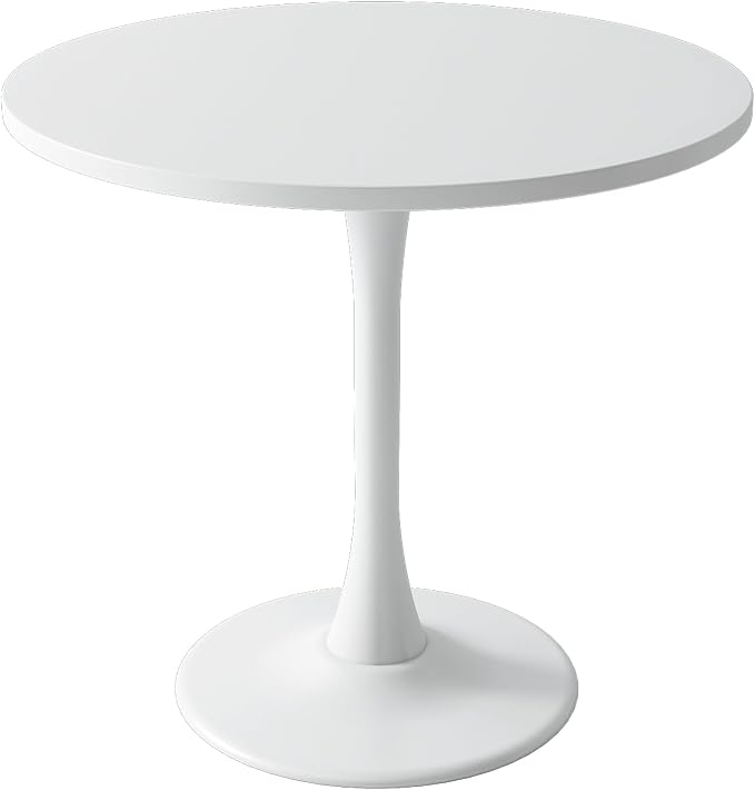 Modern White Round Dining Table 31.5 inch, White Tulip Round Table for Two People, Mid Century Round Coffee Table for Living Room and Kitchen