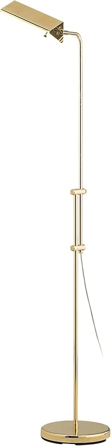 Regency Hill Tony Traditional Farmhouse Adjustable Pharmacy Floor Lamp Standing with USB Charging Port 54" Tall Brass Gold Metal Rotating Head Decor for Living Room Reading House Bedroom Home Office