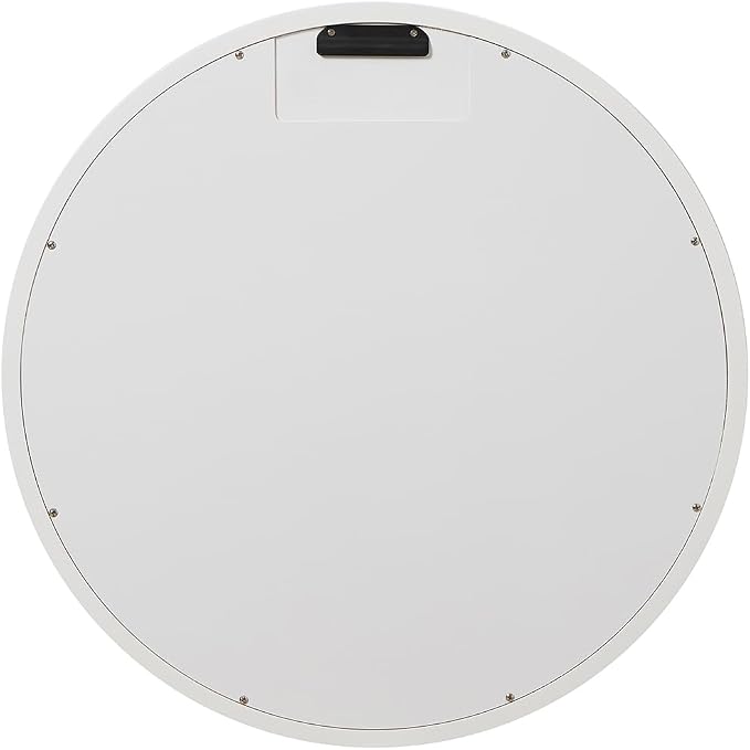 ARIEL Round Wooden Mirror 30" in White, Wood Circle Wall Mirror for Bathroom, Vanity, Entryway & Living Room Decor, Farmhouse Style