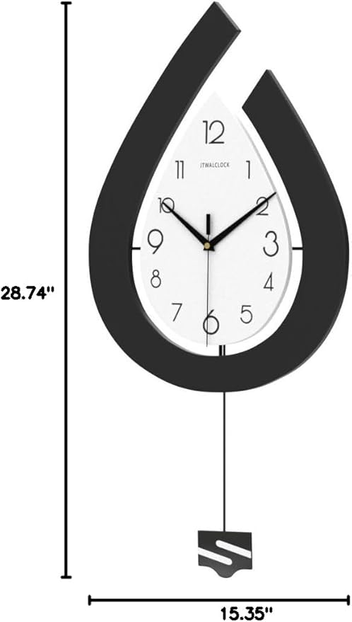 Large Wall Clock for Living Room Decor Big Pendulum Modern Wall Clock Silent Non Ticking Battery Operated 28.7 Inch Clock for Kitchen Bedroom Bathroom Office Indoor Home Decorative