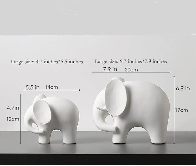 Modern Simple Ceramic White Elephant Living Room Home Office Decoration (Small White Elephant)