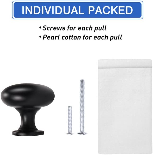 15 Pack Kitchen Cabinet Knobs, 1-3/16 Inch(29.5mm) Drawer Knobs Dresser Knobs,Matte Black Knobs Solid Drawer Pulls,Kitchen Cabinet Pulls for Dresser Drawers