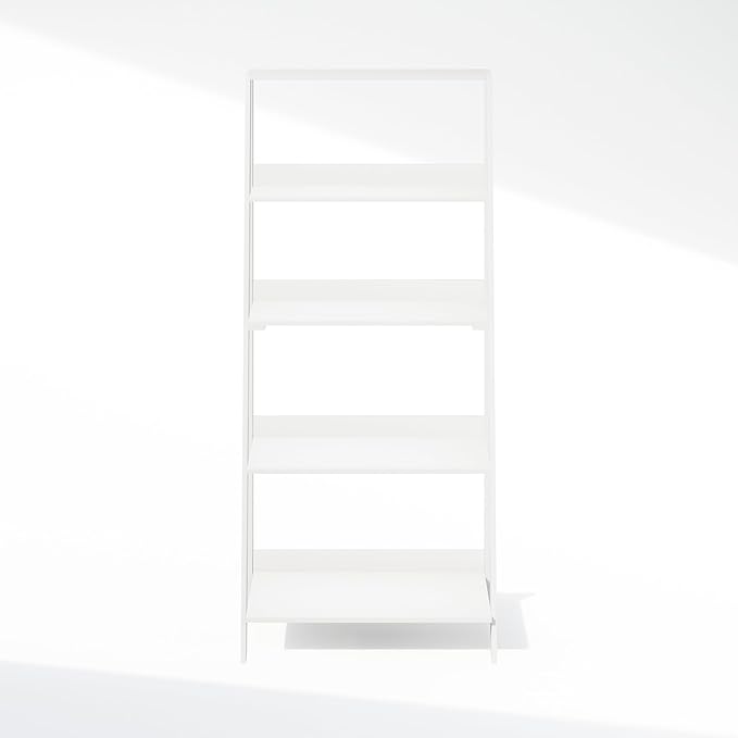 Furinno Ladder Display Shelf, 5-Tier Ladder Shelf, Standing Bookshelf, Display Storage Shelves, 13 x 23.6 x 53.5, for Living Room, Home Office, White
