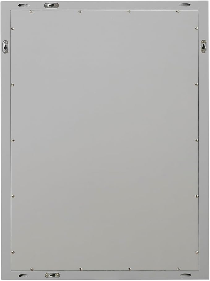 ARIEL Rectangular Wooden Mirror 24" x 32" in Grey, Flexible Horizontal/Vertical Hanging for Bathroom, Vanity, Entryway & Living Room Decor, Farmhouse Style