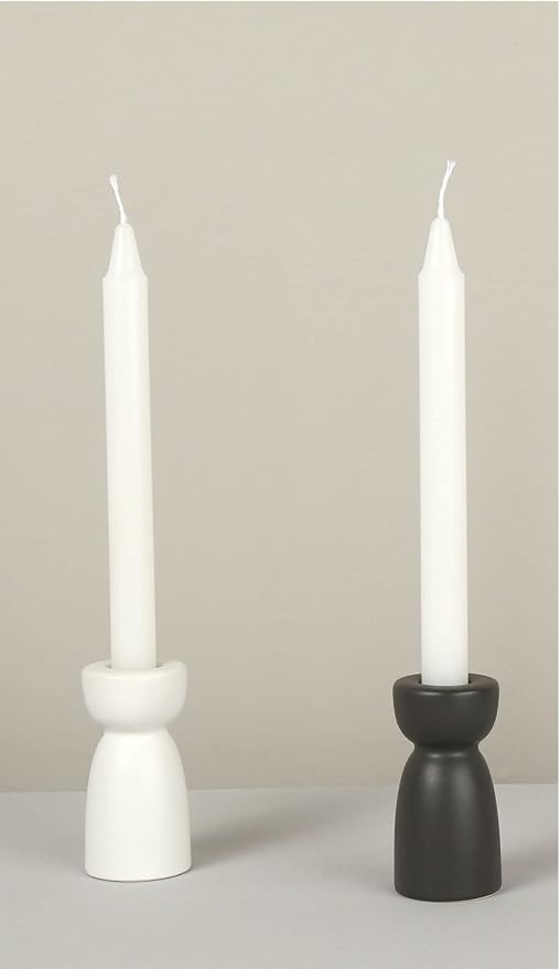 Candlestick Holders, Ceramic White Taper Candle Holder Candlelight Stand, Modern Boho Candle Holders for Desktop Table Setting Dining Bathroom Home Wedding Party Decoration,2 Pack