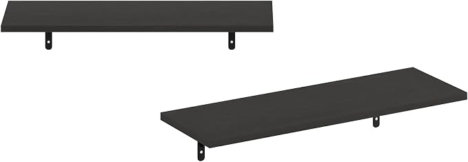 Furinno Rossi Floating Shelves for Wall Set of 2, 23-Inch Wide Rectangular Wall Shelf, Floating Shelf, Wall Mounted Shelves, for Bathroom, Bedroom, Living Room, Dark Espresso