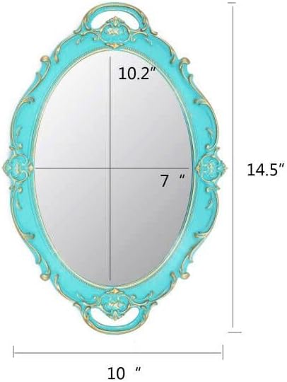 Eaoundm 14.5 x 10 inchs Oval Antique Decorative Wall Mirror Vintage Hanging Mirror (Blue)