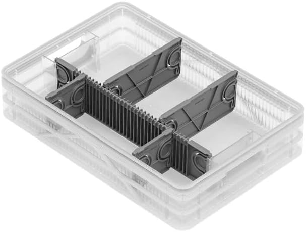 SIDIO Quarter Crate 4 Pack of Stackable Storage Bins - Organizer Bins with Dividers for Garage Organization, Home Storage - Heavy Duty Plastic Containers - 19.16” x 12.75”x 4.57” (Clear)