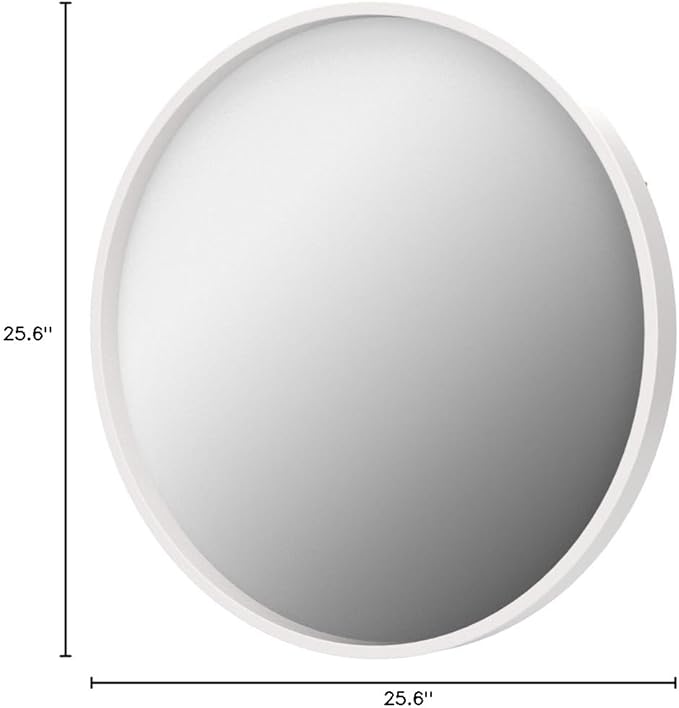 Kate and Laurel Travis Round Wood Wall Mirror, 25.6" Diameter, White, Modern Wall Décor Accent
