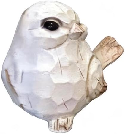 WHITE Bird Table Decor Wood Grain Effect Bird Figurine, Bird Statue Sculpture - Carved Rustic Animal Bird Ornaments - Home Decor Accents Collectible Bird Figurine for Wedding Housewarming Christmas