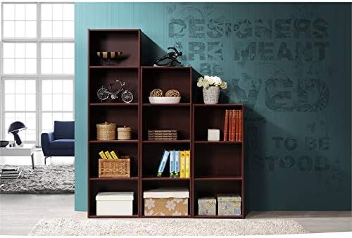 Hodedah 3-Shelf Bookcase in Mahogany