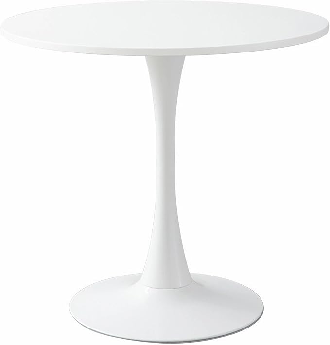 24" Tulip Table for 1-2 Persons Modern Round Dining Room Table, Mid-Century Modern White Small Kitchen Table with MDF Wooden Top, Leisure Coffee Table for Living Room, Dining Room, Office