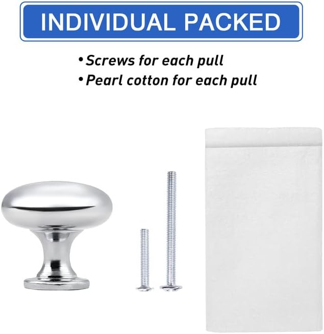 50 Pack Polished Chrome Cabinet Knobs Drawer Knobs Dresser Knobs,Solid Round Kitchen Cabinet Pulls for Dresser Drawers,1-3/16 Inch(29.5mm) Drawer Pulls
