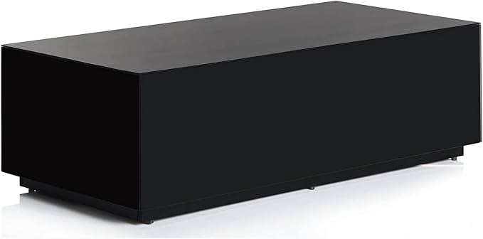 SONOROUS Premium Tempered Glass Coffee Table - Modern Black Rectangular Coffee Tables for Living Room - High Gloss Fingerprint Resistant Mid Century Design - Stylish Living Room Furniture & Dรฉcor