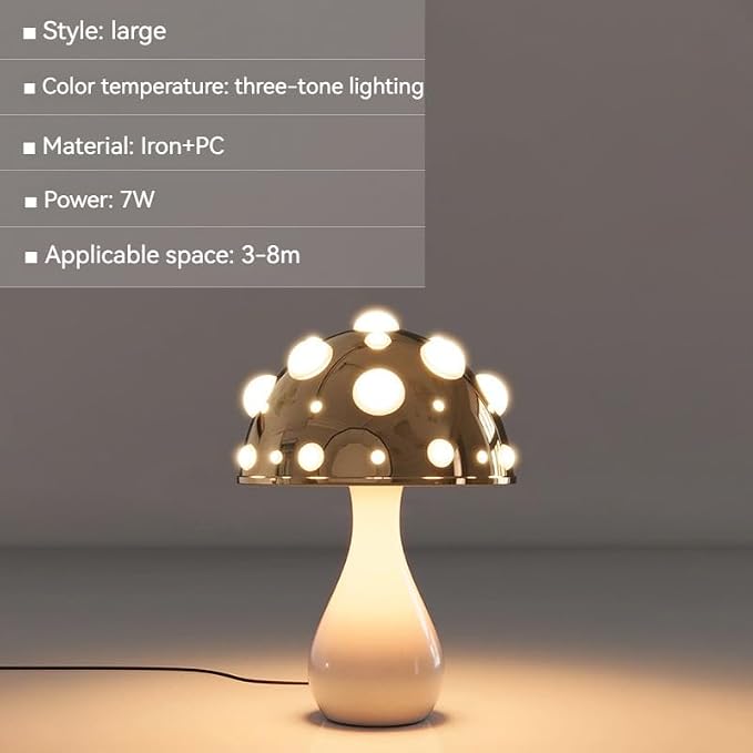 Juodke Omushroom Desk Lamp, LED 3 Colors Dimmable Mushroom Cloud Decor Lamp, Aesthetic Room Decor Ambient Glowshroom Lamp, for Bedroom, Living Room, Office (Bulb Included) (Gold)