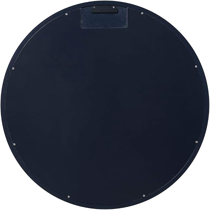 ARIEL Round Wooden Mirror 30" in Midnight Blue, Wood Circle Wall Mirror for Bathroom, Vanity, Entryway & Living Room Decor, Farmhouse Style
