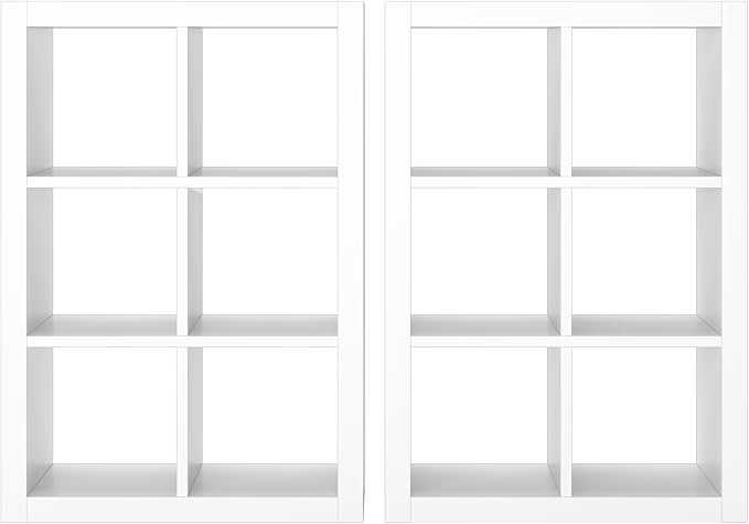 furtble 6 Cube Storage Organizer Bookshelf, 2-Pack Modern Wood Open Bookcase, Multifunctional Display Cubicle Shelf for Living Room, Bedroom, Home Office, White