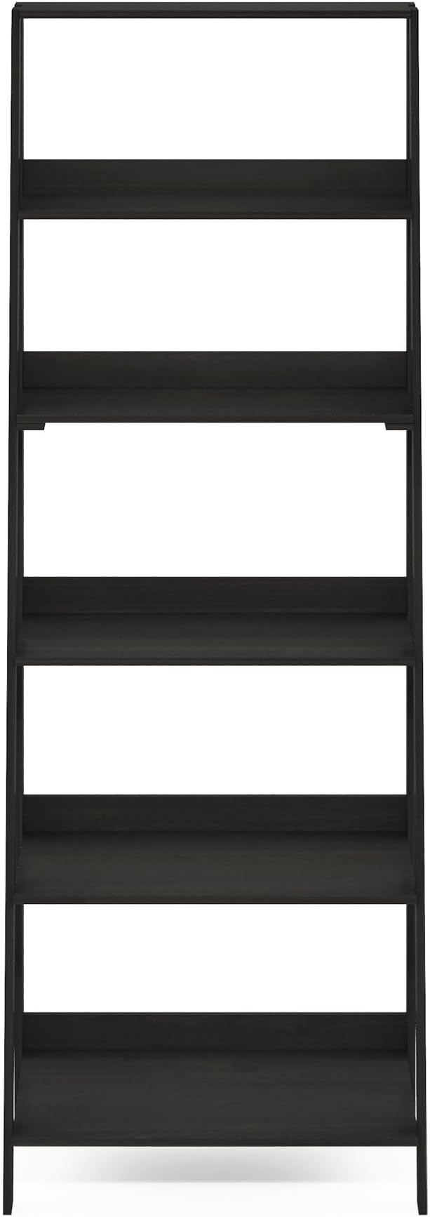 Furinno Ladder Book Shelf, 6-Tier Ladder Shelf, Open Design Bookshelf, Display Storage Bookcase, 14.8" x 23.6" x 66.2", Living Room, Home Office, Espresso