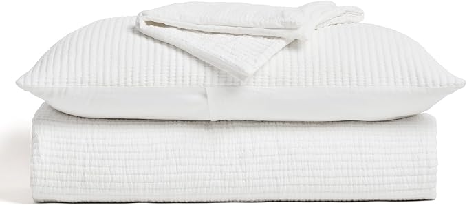 EVERGRACEHOME Cotton Gauze King Bedspread, Ultra Soft Prewashed Pick Stitch Matelassé Coverlet, Lightweight Textured Oversized King Quilt Bedding Set for All Season, with 2 Shams, Ivory White