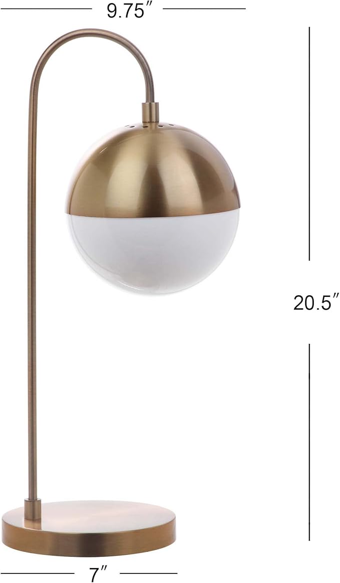 SAFAVIEH Lighting Collection Cappi Brass Gold Table Lamp with USB Charging Port (LED Bulb Included)