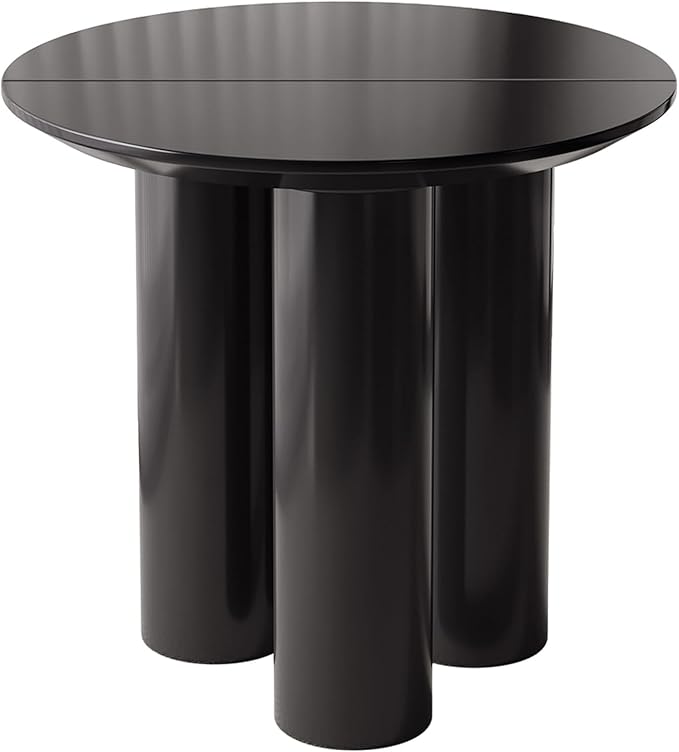 30" Round Dining Table for 2 Person, Circular Black Kitchen Table, Modern Dining Room Table for Kitchen, Living Room, Bar, Small Apartment Space Saving, Table Only