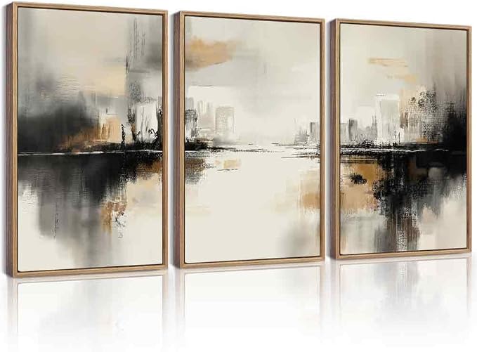 Drsoum Boho Plant Wall Art Framed Bohemian Wall Decor Abstract Geometry Artwork Hallway Bedroom Home Office Prints Ready to Hang 16x24in Natural Framed