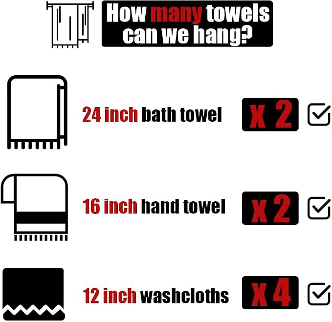 JQK Double Towel Bar, Oil Rubbed Bronze 27 Inch 304 Stainless Steel Thicken 0.8mm Bath Towel Rack for Bathroom, Towel Holder Wall Mount ORB, Useable Length 24 Inch 2 Pack, TB100L24-ORB-P2