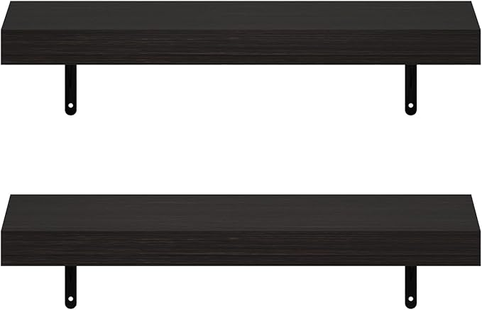 Furinno Tanna Floating Shelves for Wall Set of 2, 22-Inch Wall Shelf, Triple Thick Floating Mounted Shelf, for Bathroom, Home Office, Living Room, Tobacco Oak