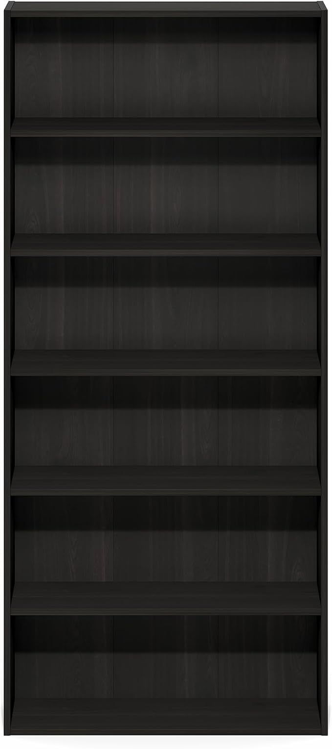 Furinno Basic Book Shelf, 6-Tier Bookcase with Open Shelf, Bookshelf, Cube Storage Organizer, 7 x 24 x 53, for Living Room, Bedroom, Home Office, Espresso