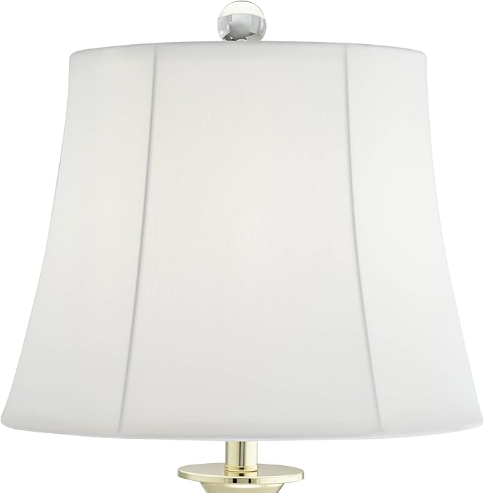 Vienna Full Spectrum Traditional Table Lamp 31" Tall Brass Gold Faceted Clear Crystal White Flared Bell Fabric Shade for Bedroom Living Room Nightstand Bedside Office House Home Family Entryway