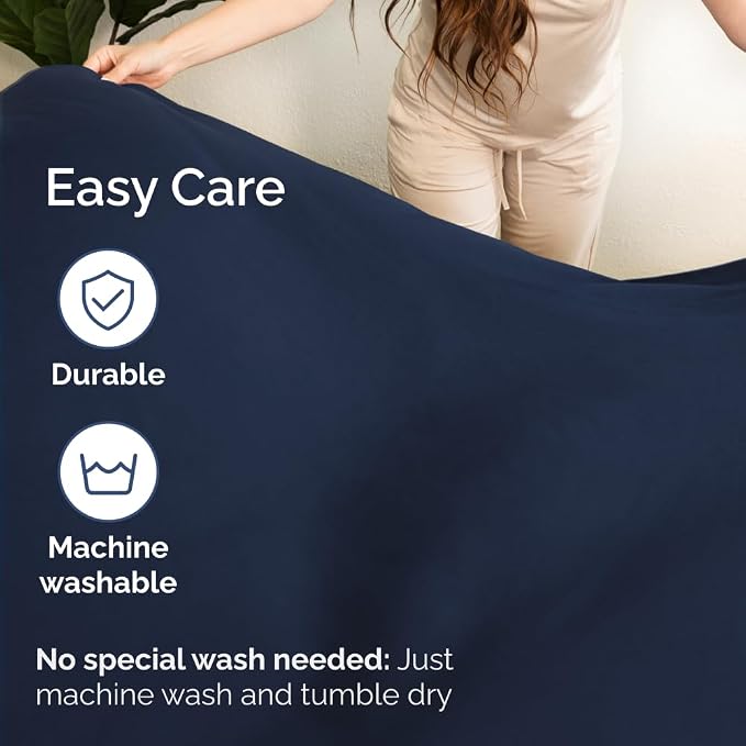 Flex Top Split Head King 4 Piece Sheet Set - Soft, Breathable & Cooling Bed Sheets Set - Hotel Luxury Bedding for Women & Men with Deep Pockets - Wrinkle Free & Fade Resistant - Oeko-Tex - Navy Blue