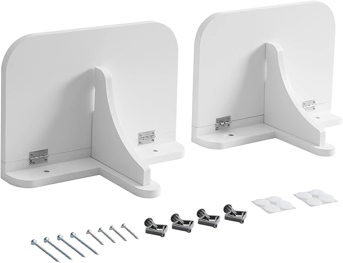 WELLAND 11.8" x 8.25" White Wall Mounted Desk Small Floating Shelves Set of 2 Folding Wall Shelves Drop-Leaf Table Fold Down Desk for RV, Camper, Loft Beds