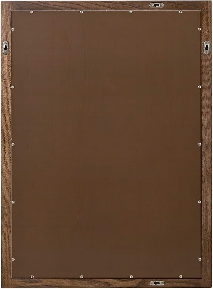 ARIEL Rectangular Wooden Mirror 24" x 32" in Brown Oak, Flexible Horizontal/Vertical Hanging for Bathroom, Vanity, Entryway & Living Room Decor, Farmhouse Style