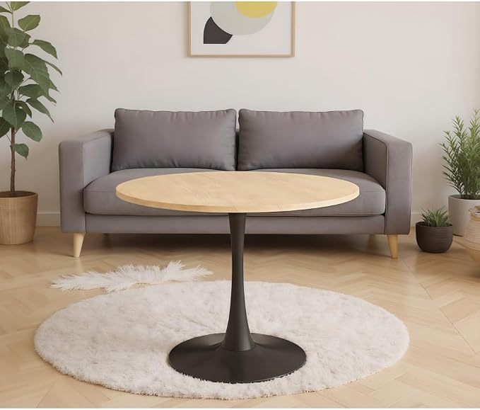24" Round Tulip Dining Table, Mid-Century Modern Kitchen Table for 2-3 People, Small Space Bistro Table for Kitchen Living Room Balcony Office