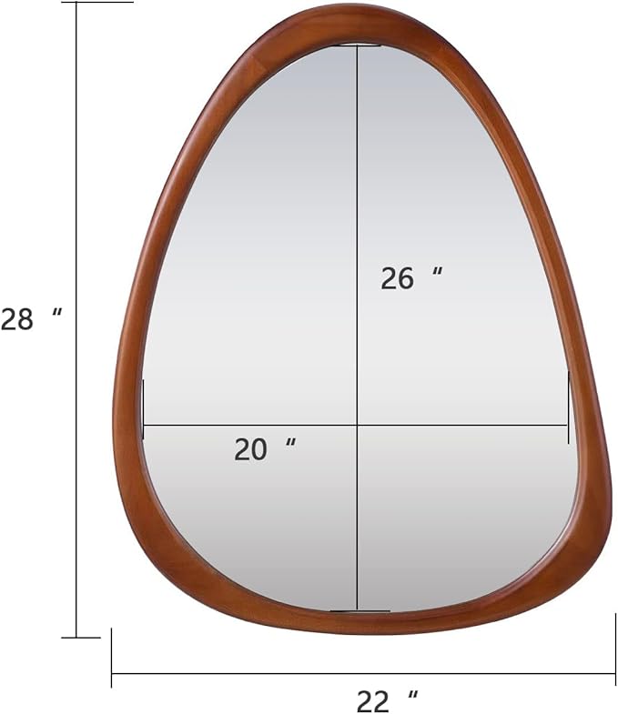 28"x 22" Irregular Wood Wall Frame Mirror, Asymmetrical Abstract Decorative Mirror for Living Room, Bedroom, Entryway, Bathroom
