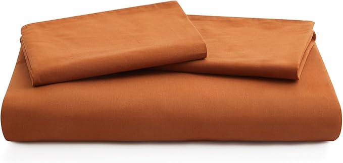 LOVQUE Burnt Orange Duvet Cover Full Size, 100% Washed Cotton Linen Like Bedding Set with Zipper Closure (No Comforter), 80x90 Inches