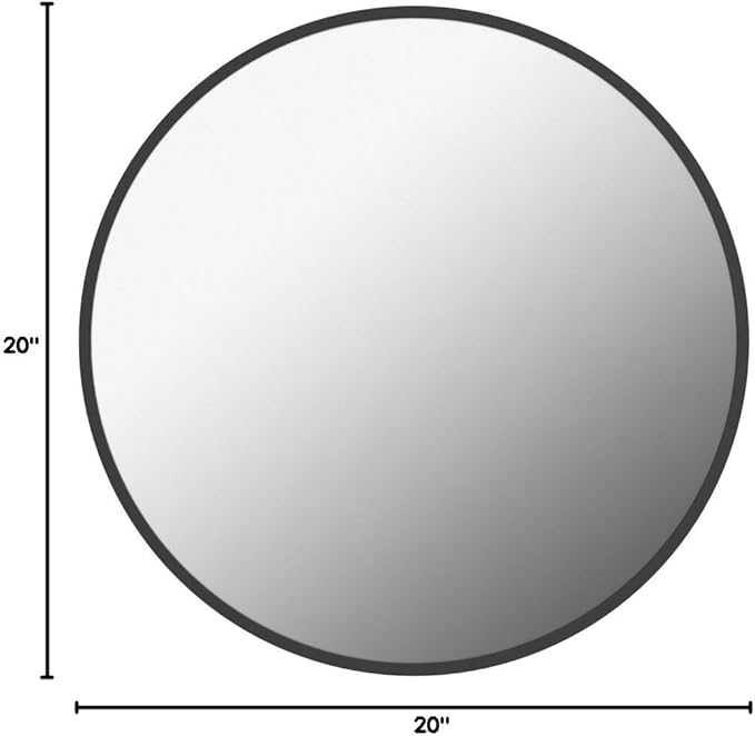 Sunniry Black Circle Mirror, Round Bathroom Mirror 20 inch, Round Wall Mirror Matte Metal Frame, Circle Mirrors for Bathroom, Vanity, Bedroom, Hallway.