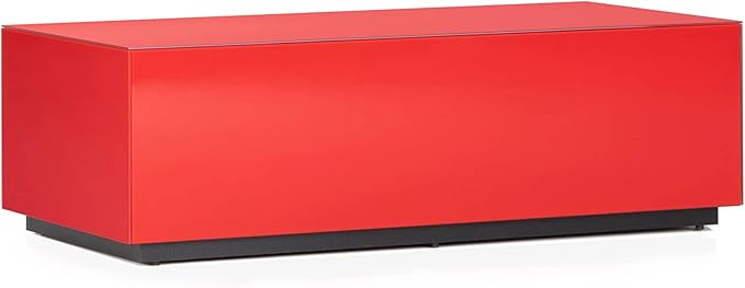 SONOROUS Premium Tempered Glass Coffee Table - Modern Red Rectangular Coffee Tables for Living Room - High Gloss Fingerprint Resistant Mid Century Design - Stylish Living Room Furniture & Dรฉcor