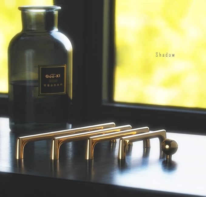 Goo-Ki Shinging Gold Cabinet Pulls with 6.3''(160mm) Hole Centers, Modern Style Zinc Alloy Cabinet Handles for Dresser,Wardrobe,Cupboard- 2 Pack