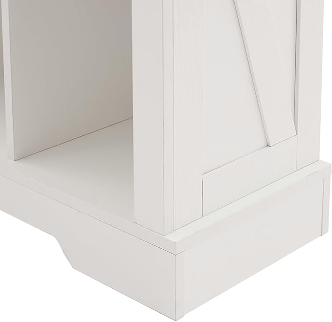 8 Cube Storage Organizer, 2 Tier Book Shelf with Led Lights, Farmhouse Book Shelves for Living Room, Horizontal Toy Storage Bookshelf, Wood Display Bookcase Cabinet for Bedroom, Office, White