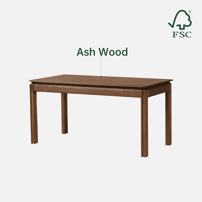 YESWOOD 100% Solid Wood Desk, Mid Century Modern Walnut Color Home Office Desk, Sturdy Computer Desk Writing Desk with 2 Drawers for Study Living Room 47.24" W