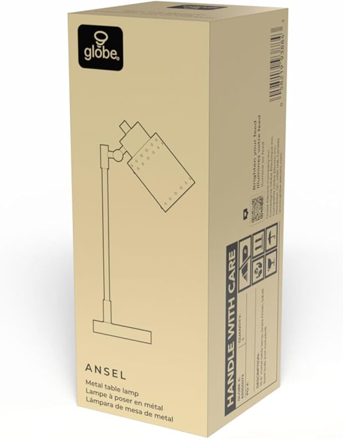 Globe Electric 15" Desk Lamp, Brass Finish, Metal, Adjustable, Reading Light, Home Office, Study Accessories
