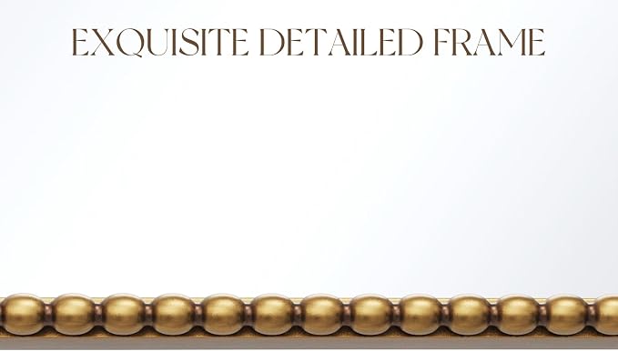 Uniclinens Vintage Rectangle Mirror Decor - Large Antique Gold Beaded Mirror for Wall Decor with Metal Frame, Ideal for Bathroom,Entryway, Fireplace, Living Room, Hallway,24"X36"