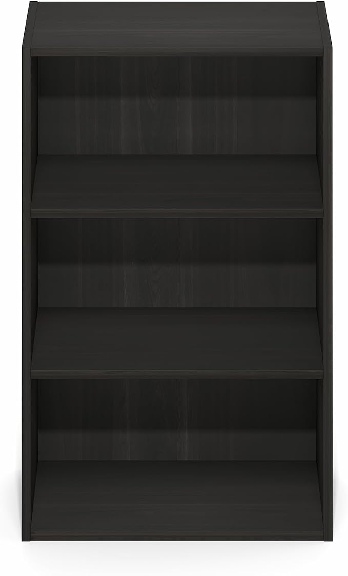 Furinno Basic Book Shelf, 3-Tier Bookshelf, Storage Organizer Bookcase with Open Shelf, 11 x 17 x 26, for Living Room, Bedroom, Home Office, Espresso
