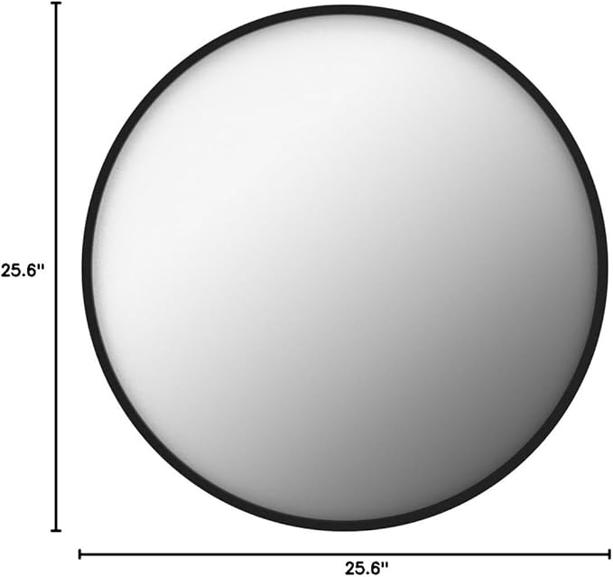 Kate and Laurel Travis Round Wood Wall Mirror, 25.6" Diameter, Black, Modern Wall Décor Accent