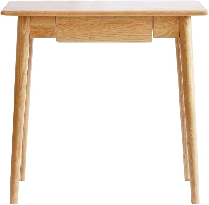 100% Solid Oak Wood Home Office Desk, Writing Computer Desk with Drawer Mid Century Modern Desk for Home Office Sturdy Writing 31.49" W