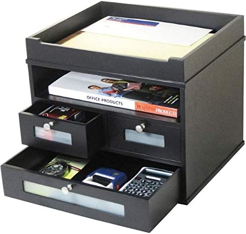 Victor Wood Midnight Black Collection, Tidy Tower Desktop Organizer, Black, (5500-5)